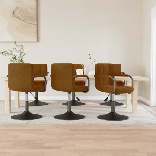 vidaXL Swivel Dining Chairs 6 pcs Brown Velvet