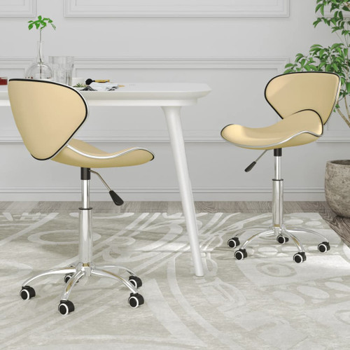 vidaXL Swivel Dining Chairs 2 pcs Cream Faux Leather