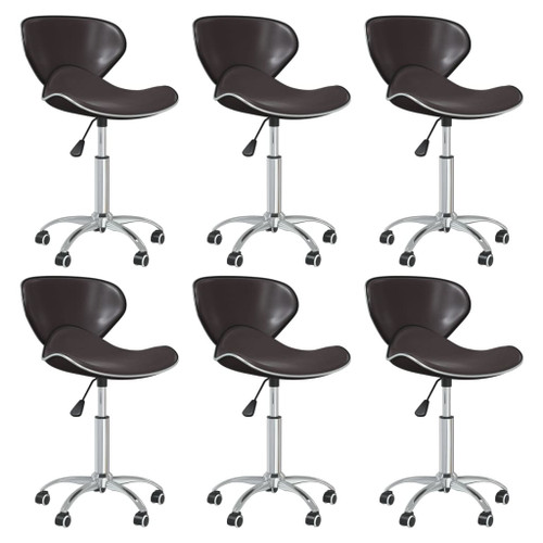 vidaXL Swivel Dining Chairs 6 pcs Brown Faux Leather