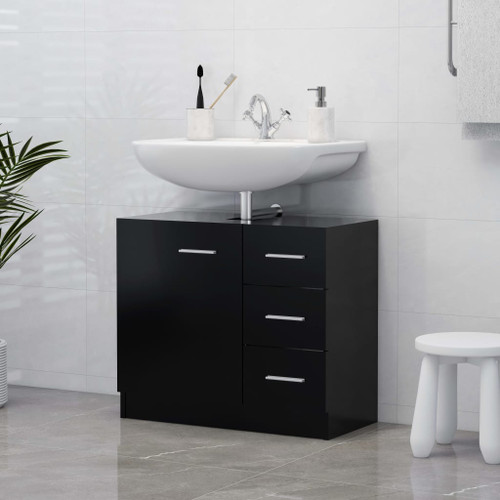 vidaXL Sink Cabinet Black 63x30x54 cm Engineered Wood