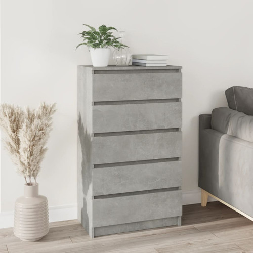 vidaXL Drawer Cabinet Concrete Grey 60x36x103 cm Engineered Wood