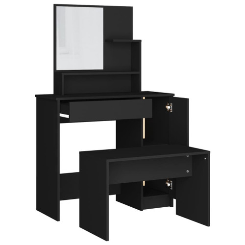 vidaXL Dressing Table Set Black 86.5x35x136 cm