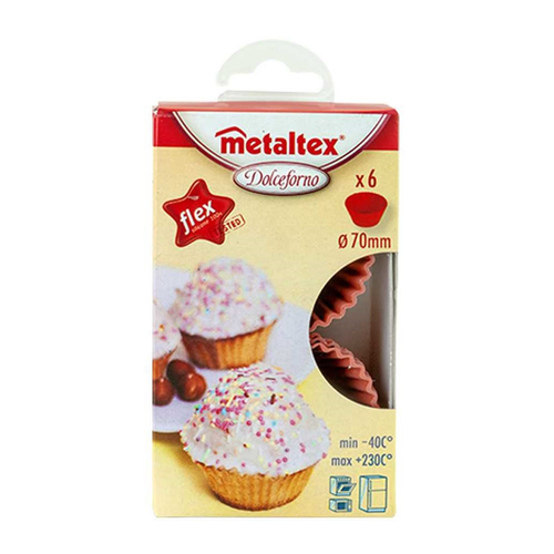 Metaltex Silicone Set 6 Muffin Cups Flex Diameter 7 cm Brown