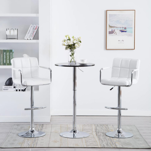 vidaXL Bar Stools 2 pcs White Faux Leather