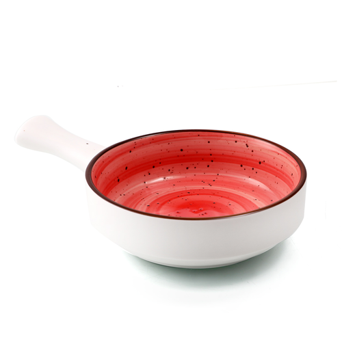 Porceletta Red Color Glazed Porcelain Red Serving Pan   8.5"