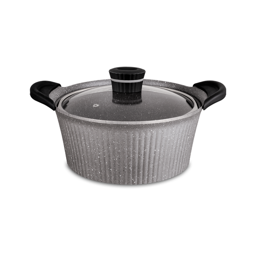 Vague Die Cast Aluminium Grey Cooking Pot 32 cm with 2 Silicone Handle Cover