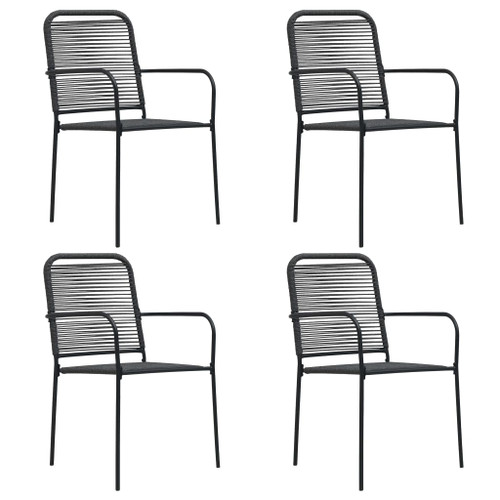 vidaXL Garden Chairs 4 pcs Cotton Rope and Steel Black