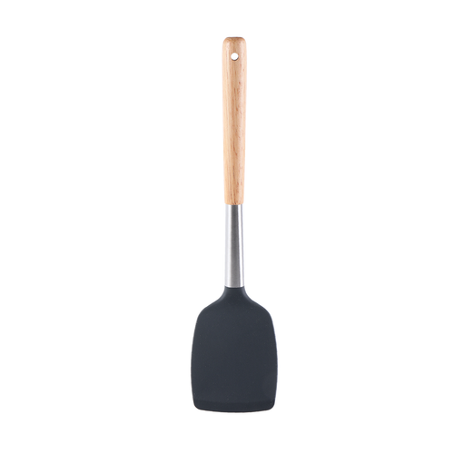 Vague Silicone Grey Silicone Turner with Oak Wood Handle