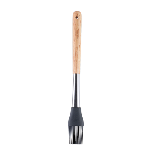 Vague Silicone Grey Silicone Oil Brush with Oak Wood Handle