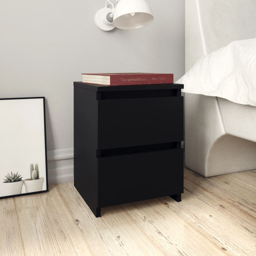 vidaXL Bedside Cabinets 2 pcs Black 30x30x40 cm Engineered Wood