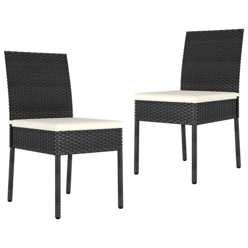 vidaXL Garden Dining Chairs 2 pcs Poly Rattan Black