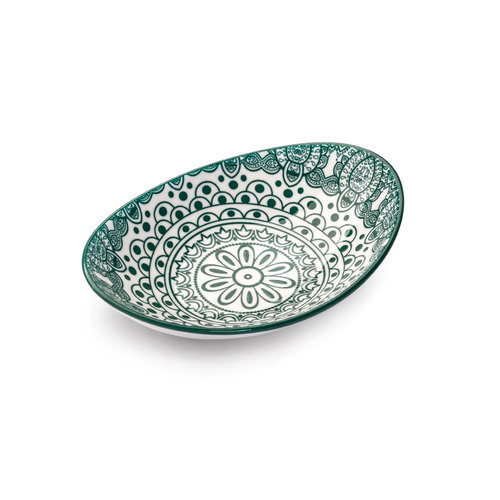 Che Brucia Arabesque Green Porcelain Oval Bowl 15 cm / 6"