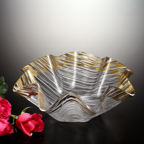 Vague Acrylic Flower Bowl Golden 27 cm