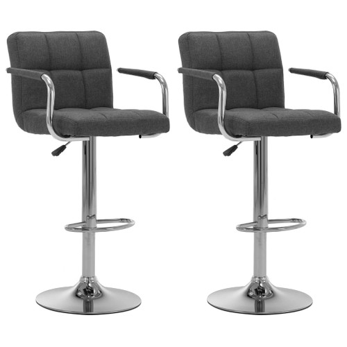 vidaXL Bar Stools 2 pcs Dark Grey Fabric