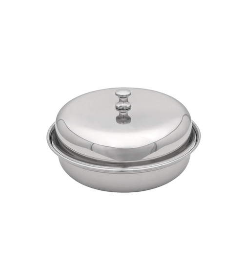 Vague Stainless Steel Entrée Round Dish with Lid 550 ml