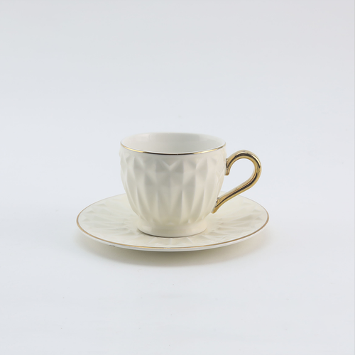 Rose Porcelain Coffee Cup and Saucer Set 12 Pieces 80 ml RS-1818