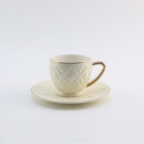 Rose Coffee Cup and Saucer 12 Pieces Set White 80 ml RS-1717