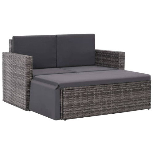 vidaXL 2 Piece Garden Lounge Set with Cushions Poly Rattan Grey