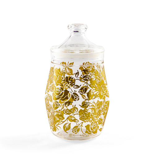 Vague Acrylic Diamond M Jar with Gold Rose