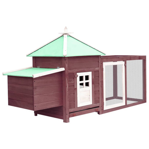 vidaXL Chicken Coop with Nest Box Mocha 190x72x102 cm Solid Firwood