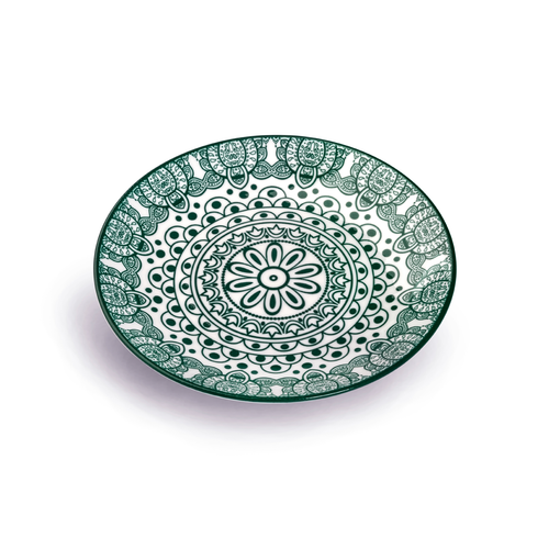 Che Brucia Arabesque Green Porcelain Round Plate 16.5 cm / 7"