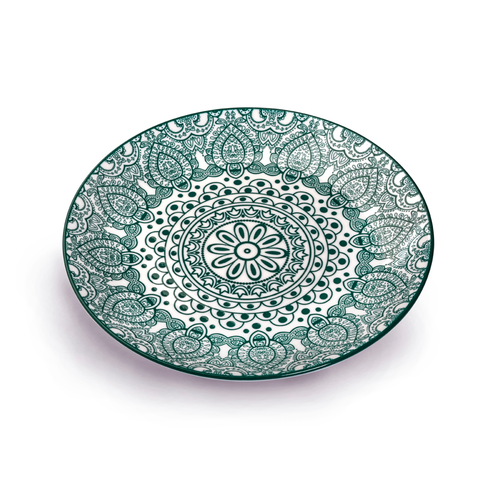 Che Brucia Arabesque Green Porcelain Round Plate 8"