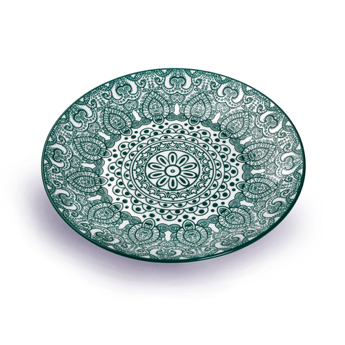 Che Brucia Arabesque Green Porcelain Round Plate 9"