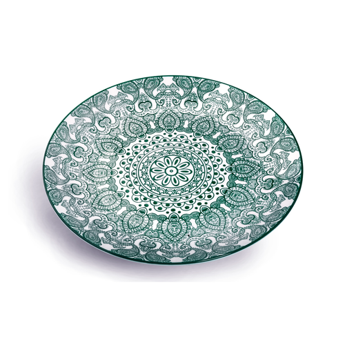 Che Brucia Arabesque Green Porcelain Round Plate 25.4 cm / 11"