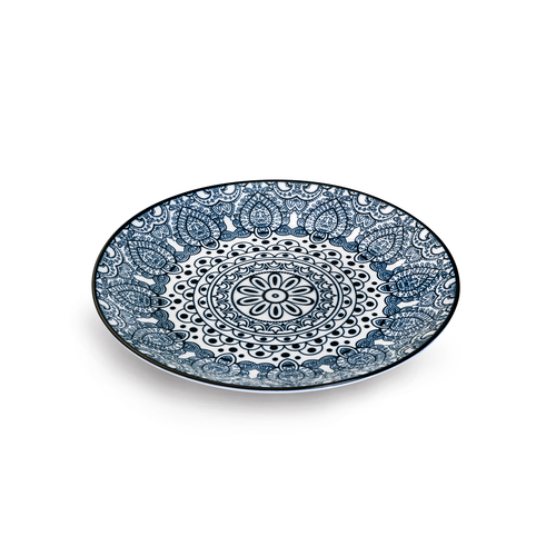 Che Brucia Arabesque Blue Porcelain Round Plate 8"