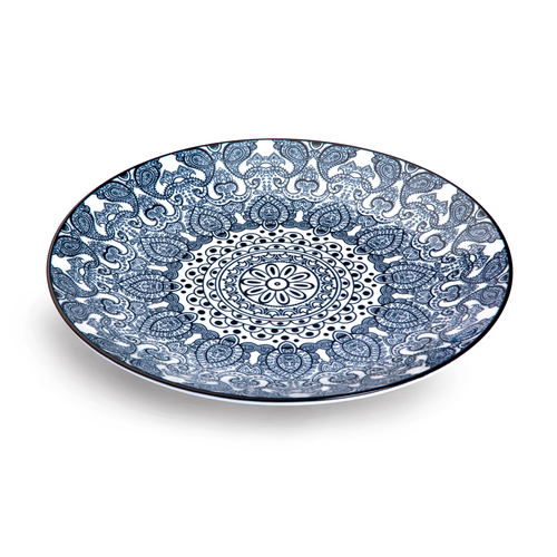 Che Brucia Arabesque Blue Porcelain Round Plate 25.4 cm / 11"