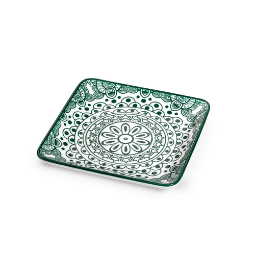 Che Brucia Arabesque Green Porcelain Desserts Square Plate 12.3 cm / 5"