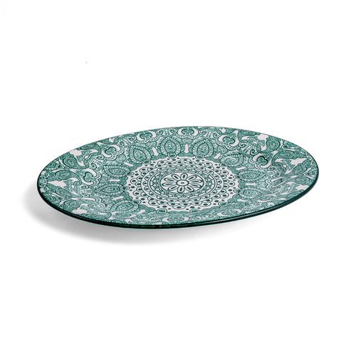 Che Brucia Arabesque Green Porcelain Oval Plate 30 cm / 12"