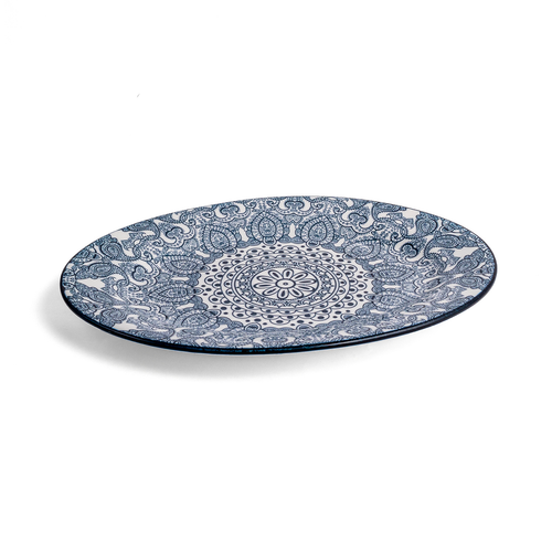Che Brucia Arabesque Blue Porcelain Oval Plate 12"