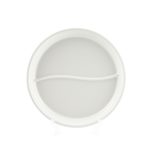 Porceletta Ivory Porcelain Round Divider Plate 9"