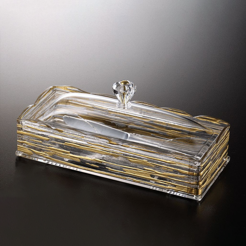 Vague Acrylic Cutlery Holder Box 25.5 cm Golden Lines