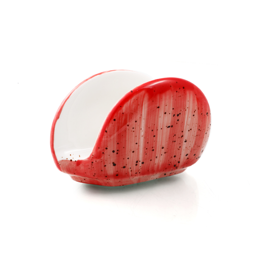 Porceletta Red Color Glazed PorcelainNapkin Holder 12 cm