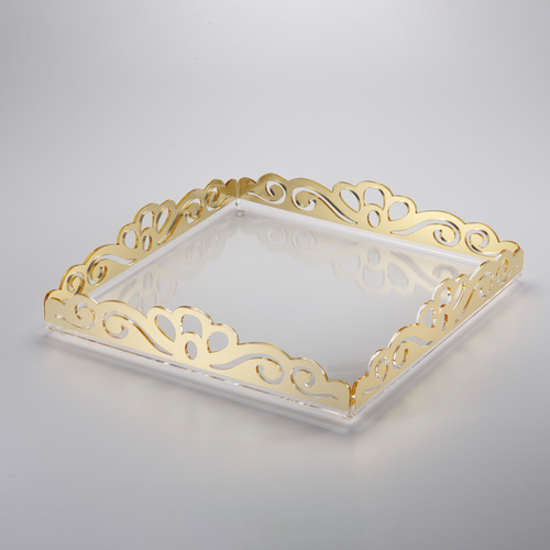 Vague Acrylic Square Laser Tray 40 cm Gold Bronzing