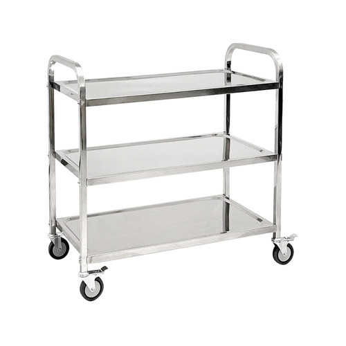 Jiwins 3-Tier Stainless Steel Serving Trolley Square Tube 150 kg