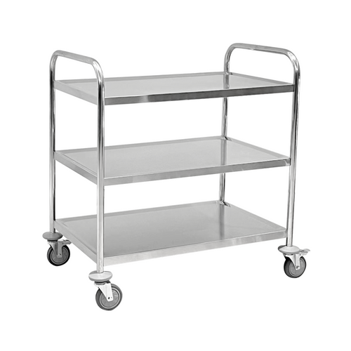 Jiwins 3-Tier Stainless Steel Serving Trolley Round Tube 150 kg