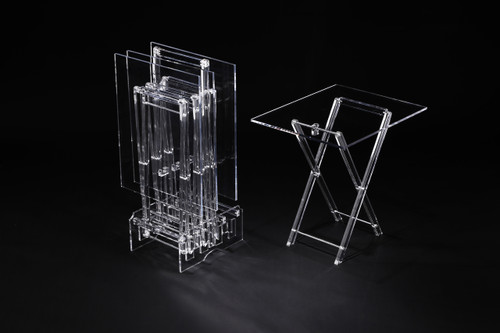 Vague Acrylic 4 Rectangular Coffee Tables with Stand Set