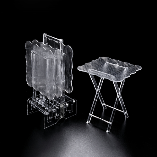 Vague Acrylic 4 Tables with Stand Set Clear