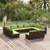 vidaXL 11 Piece Garden Lounge Set with Cushions Brown Poly Rattan