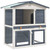 vidaXL Outdoor Rabbit Hutch 3 Doors Grey Wood