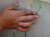 Vertical crack on a foundation wall repaired with 116 Caulk and tooled with soap on finger