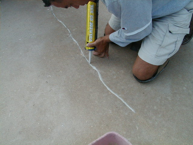 Crack fill with SealGreen 116 Caulk