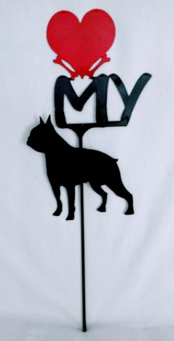 French Bulldog Love(heart) Yard Sign Metal Silhouette - The Lazy Scroll