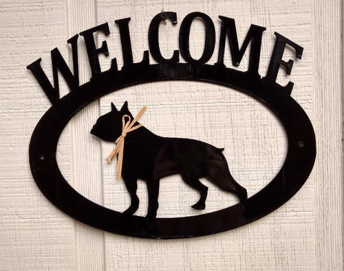 Boston Terrier Welcome Sign