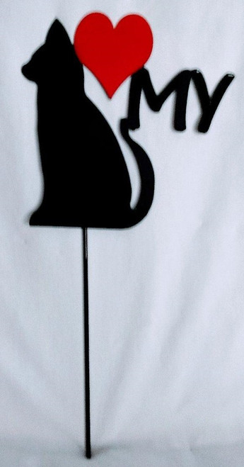 Cat Love(heart) Yard Sign Metal Silhouette