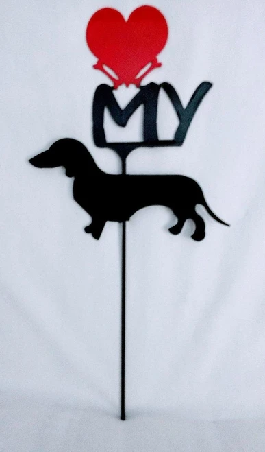 Dachshund Love(heart) Yard Sign Metal Silhouette