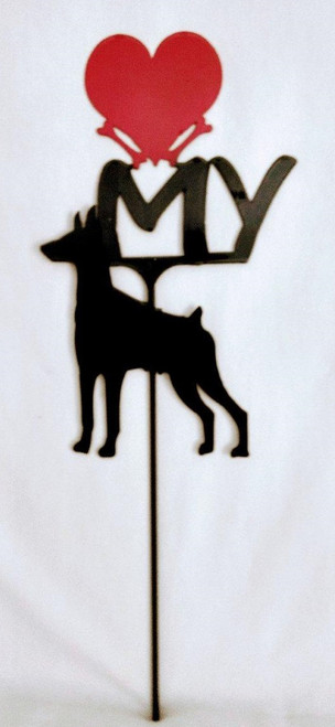 Doberman Love(heart) Yard Sign Metal Silhouette